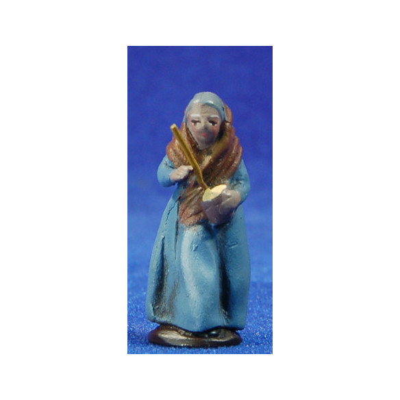 Pastora con zambomba 5 cm barro pintado Figuralia
