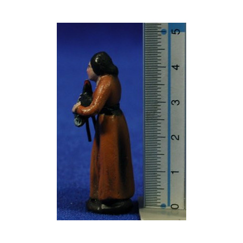 Pastora amb gall d'indi 5 cm fang pintat Figuralia