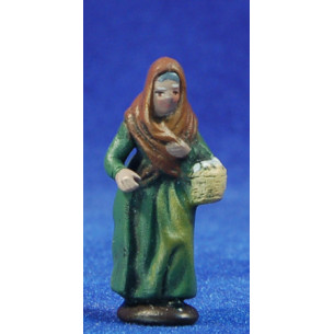 Pastora con huevos 5 cm barro pintado Figuralia