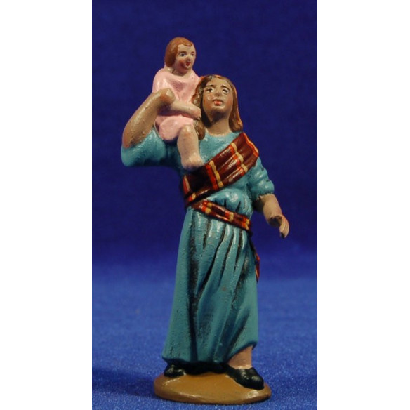 Pastora amb nena al coll  9 cm fang pintat Figuralia