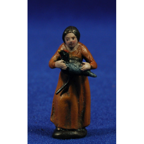 Pastora con pavo 5 cm barro pintado Figuralia