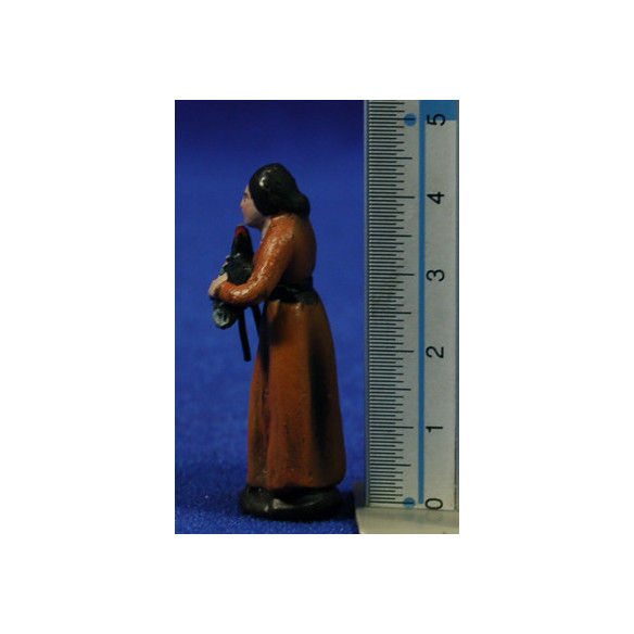 Pastora con pavo 5 cm barro pintado Figuralia