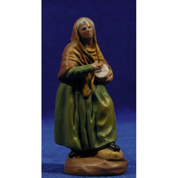 Woman with zambomba 9 cm clay painted Figuralia