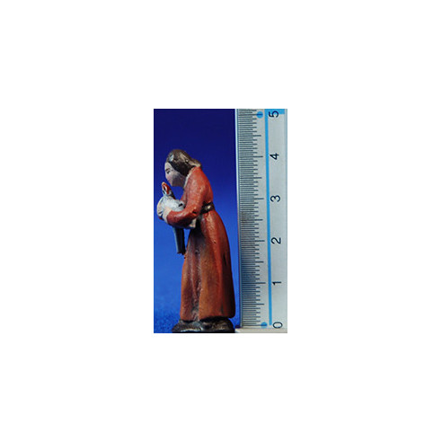 Pastora con gallina 5 cm barro pintado Figuralia