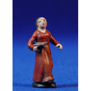 Pastora con leña 5 cm barro pintado Figuralia