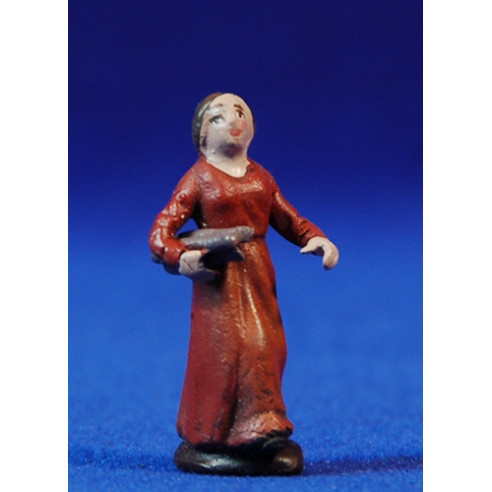 Pastora con leña 5 cm barro pintado Figuralia