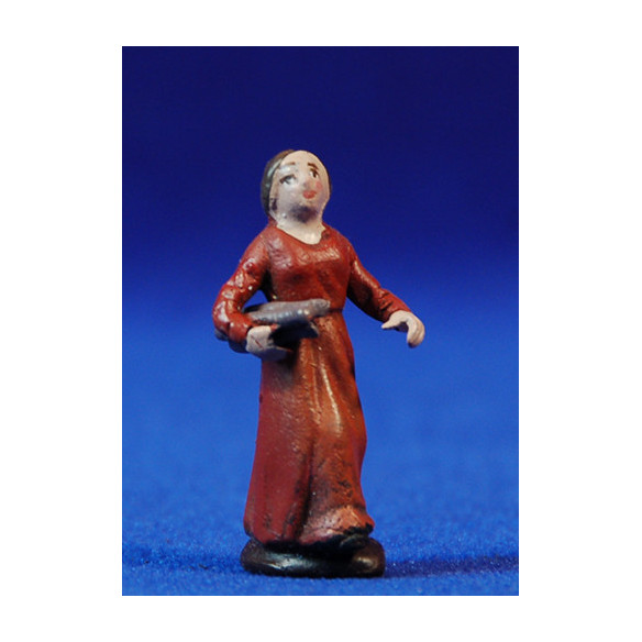 Pastora con leña 5 cm barro pintado Figuralia