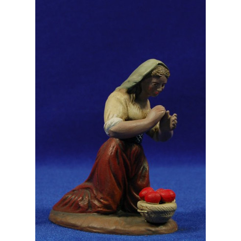 Pastora adorando con cesto 16 cm barro pintado Figuralia