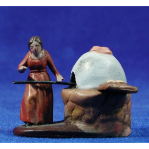 Woman baker 5 cm clay painted Figuralia
