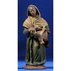 Woman with chicken 18 cm clay painted Figuralia