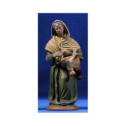 Pastora con gallina 18 cm barro pintado Figuralia