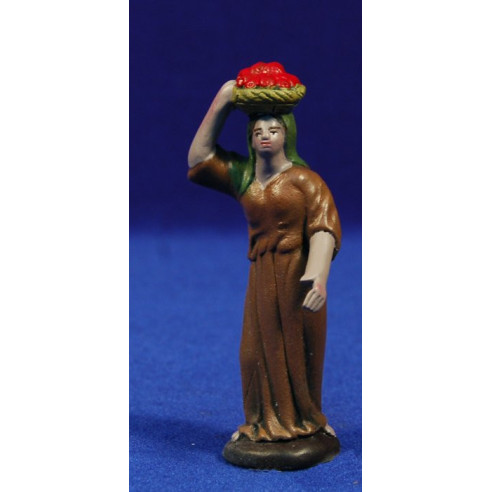 Pastora amb cistell al cap 7 cm fang pintat Figuralia