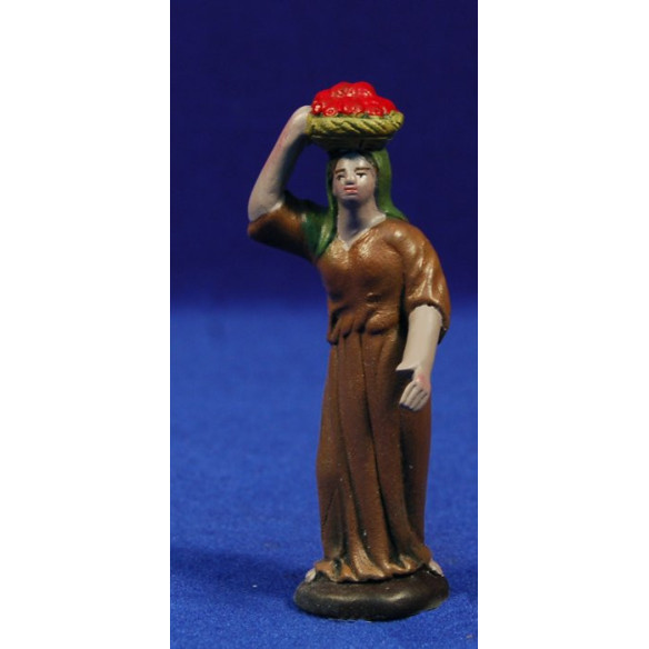 Pastora amb cistell al cap 7 cm fang pintat Figuralia