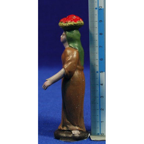 Pastora con cesto sulla testa  7 cm terracotta dipinte Figuralia