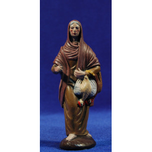 Pastora con gallina 12 cm barro pintado Figuralia