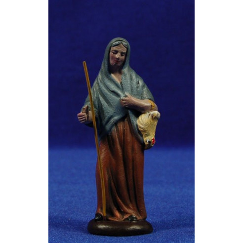 Pastora con gallina 7 cm terracotta dipinte Figuralia