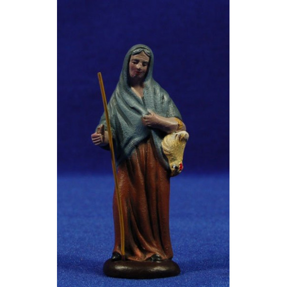 Pastora con gallina 7 cm terracotta dipinte Figuralia