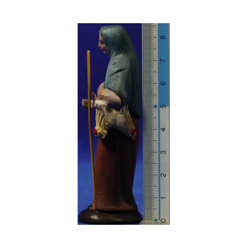 Pastora con gallina 7 cm terracotta dipinte Figuralia