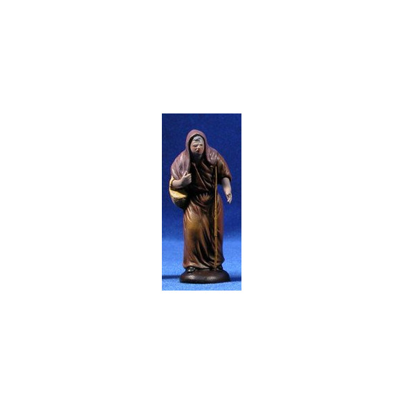 Pastora vella amb cistell 9 cm fang pintat Figuralia