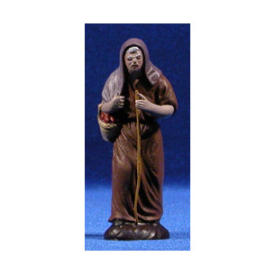 Pastora con cesto 7 cm barro pintado Figuralia