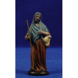 Pastora con gallina 7 cm barro pintado Figuralia