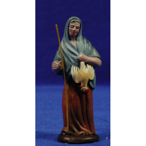 Pastora amb gallina 9 cm fang pintat Figuralia