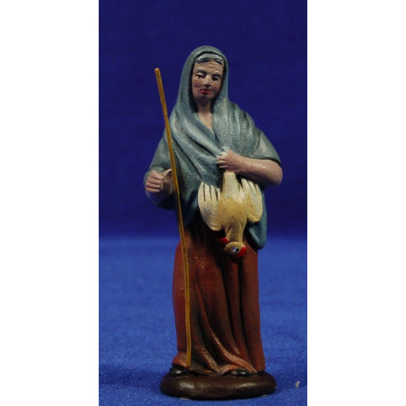 Pastora amb gallina 9 cm fang pintat Figuralia