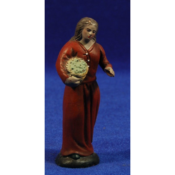 Pastora amb cistell 9 cm fang pintat Figuralia