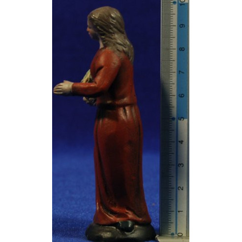 Pastora con cesta 9 cm barro pintado Figuralia