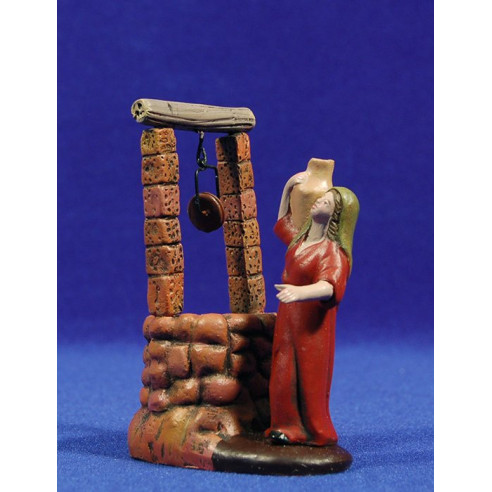 Pastorella nel pozo 7 cm terracotta dipinte Figuralia
