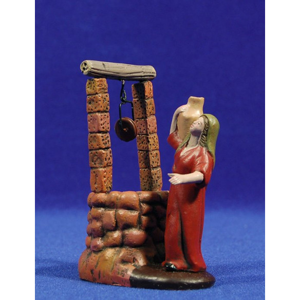 Pastorella nel pozo 7 cm terracotta dipinte Figuralia