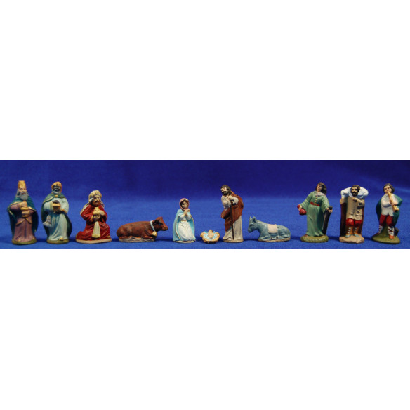 Nativity and kings and 3 shepherd 6 cm clay painted