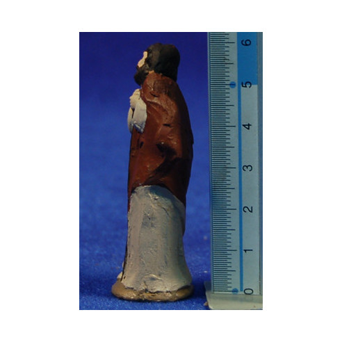 Nacimiento con reyes y 3 pastores 6 cm barro pintado