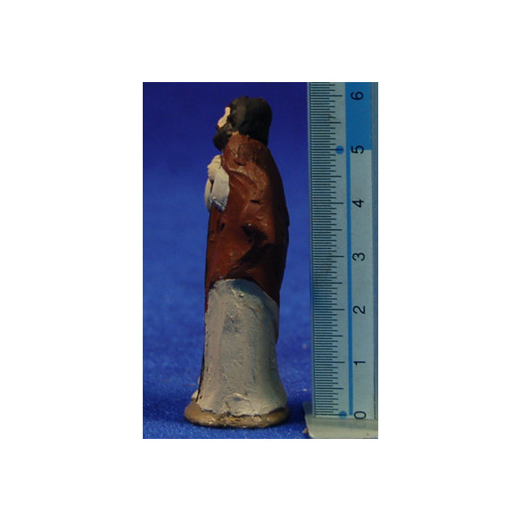 Nacimiento con reyes y 3 pastores 6 cm barro pintado