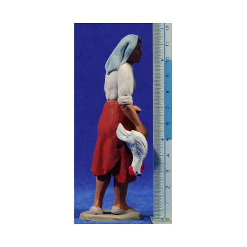 Pastora catalana con gallina 12 cm barro pintado Delgado
