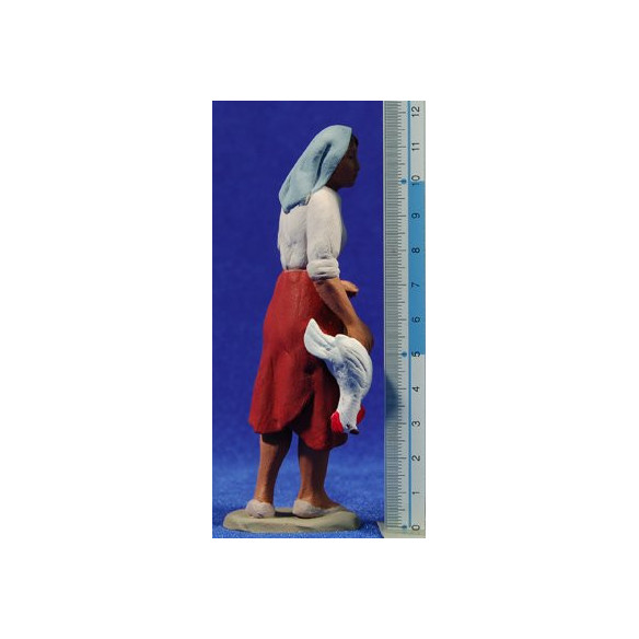 Pastora catalana con gallina 12 cm barro pintado Delgado