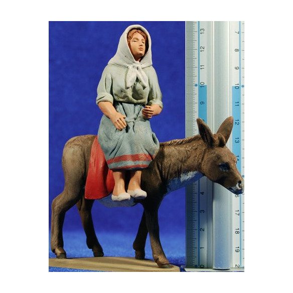 Catalan woman with donkey 12 cm clay painted Delgado