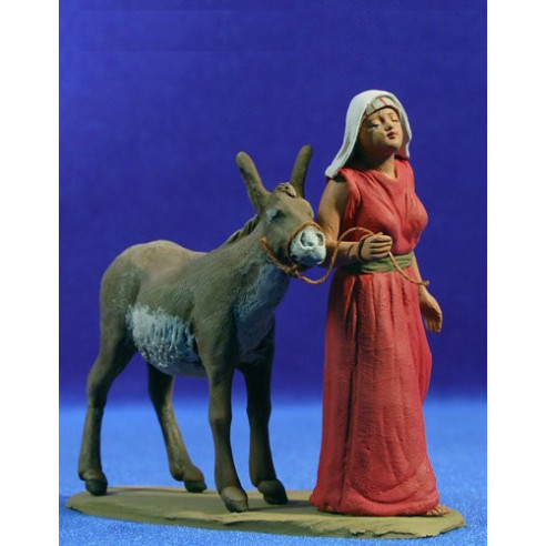 Hebrew woman on a donkey 12 cm clay painted Delgado