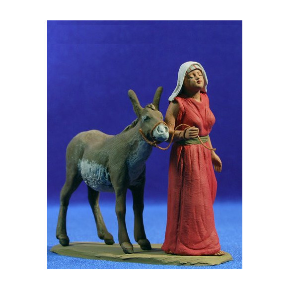 Hebrew woman on a donkey 12 cm clay painted Delgado