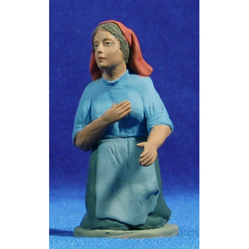Pastora catalana adorando con delantal 15 cm barro pintado Delgado
