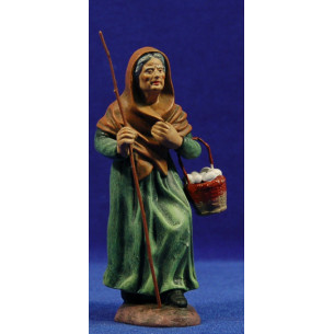Pastora amb cistell ous estil Salzillo 16 cm fang pintat Cuenca