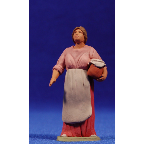 Pastora catalana con vasoio 8 cm terracotta dipinte Delgado