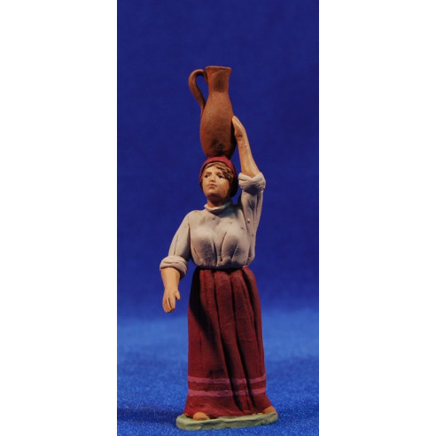 Pastora catalana con jarra 8 cm barro pintado Delgado