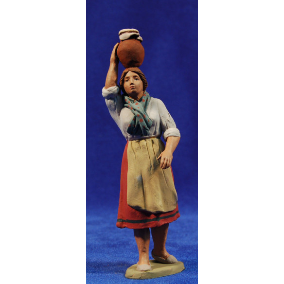 Pastora catalana con jarra 12 cm barro pintado Delgado