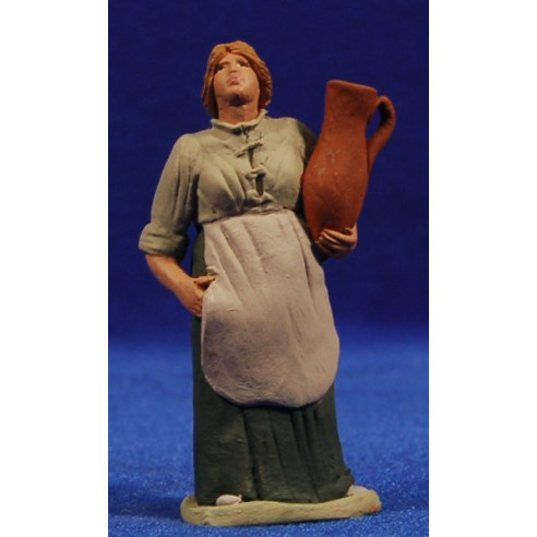 Pastora catalana embarazada con jarra 8 cm barro pintado Delgado