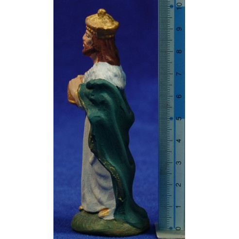 Naixement amb reis i 12 pastors 9 cm fang pintat