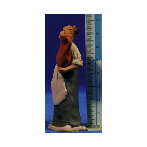 Pastora catalana embarazada con jarra 8 cm barro pintado Delgado
