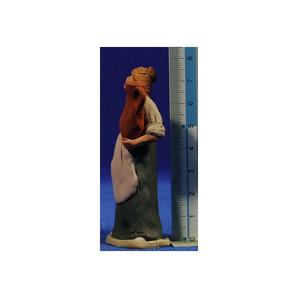 Pastora catalana embarazada con jarra 8 cm barro pintado Delgado