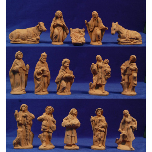 Nativity and kings and 7 shepherd 14 cm clay NOT painted