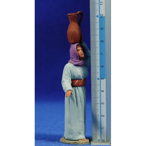 Pastora ebraica con vaso sulla testa 8 cm terracotta dipinte  Delgado